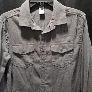 Hurley Men's S Gray Flannel Button Up Shirt 55/45 Cotton Poly Blend Surf Skate C